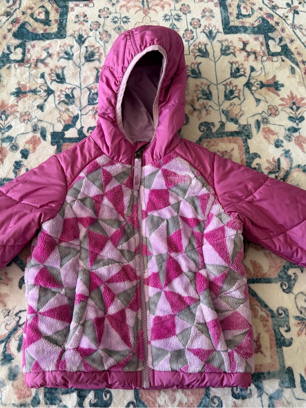 Girls' North Face Pink Hooded Winter Jacket - Soft Fleece & Quilted Shell